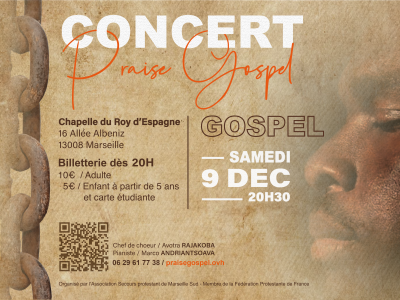 Concert Praise Gospel – Samedi 9 décembre, à 20h30